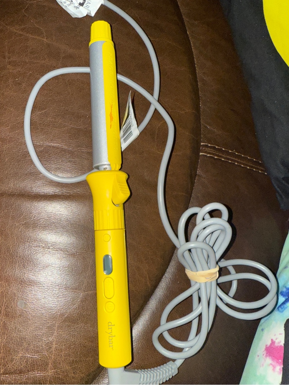 Drybar Yellow Curling Iron with Gray Cord